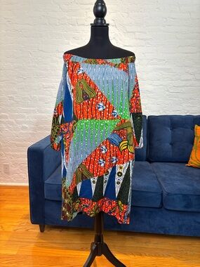 Suakoko Betty “Makeba” Off-Shoulder African Print Shift Dress